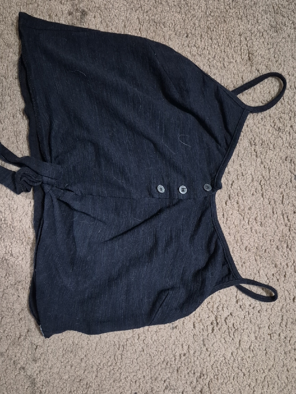 Lira Black Cropped Button-Front Tank